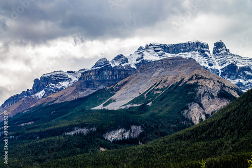 Clouds move in over the Rockies along the Icefields Parkway. Banff National Park  Alberta  Canada