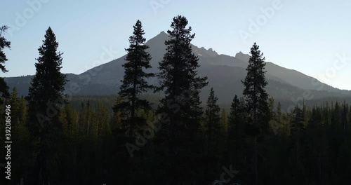 Broken Top volcano in Oregon, wide aerial photo