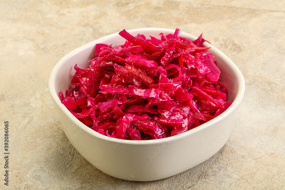 Marinated red cabbage in the bowl Marinated red cabbage in the bowl