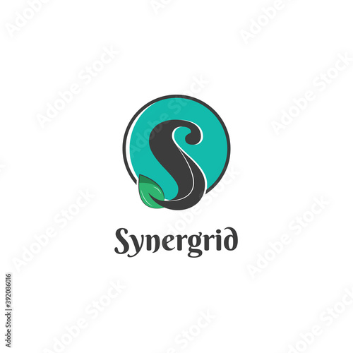 letter s logo initial nature eco decoration with leaf