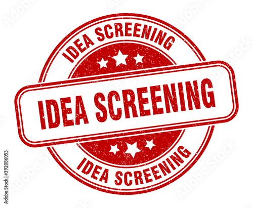 idea screening stamp. idea screening label. round grunge sign