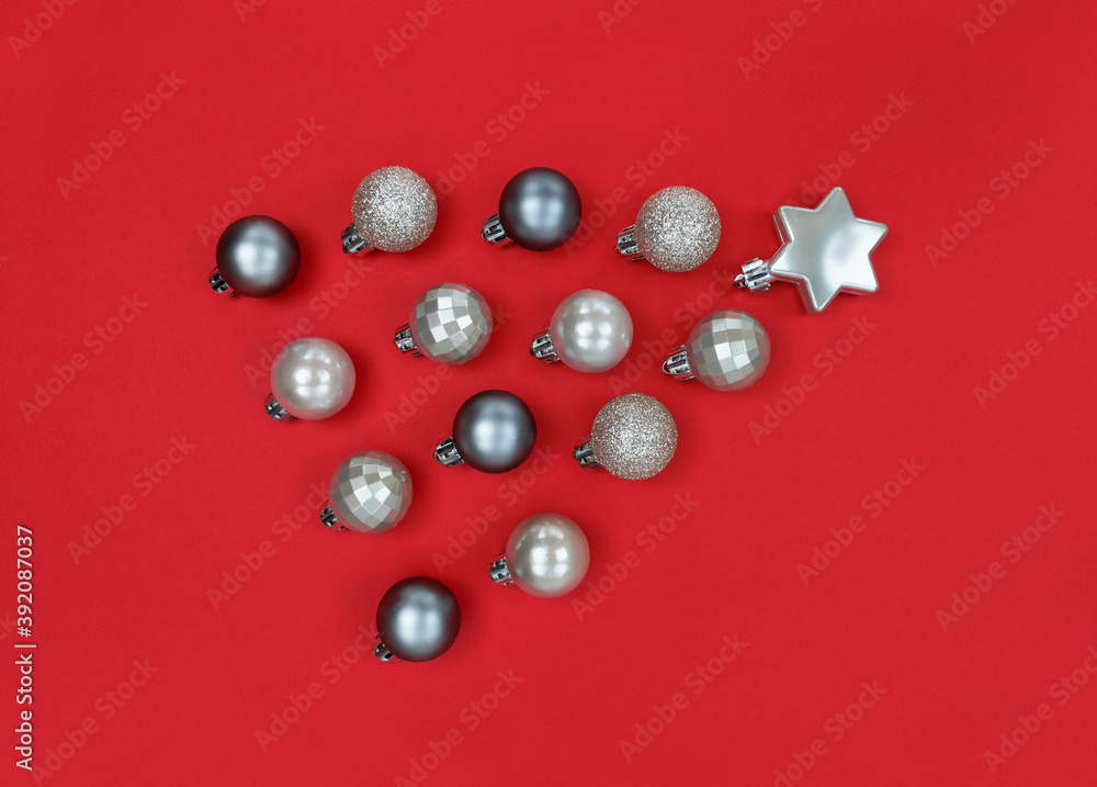 Comet fron Christmas tree baubles on a red paper. Comet fron Christmas tree baubles on a red paper.