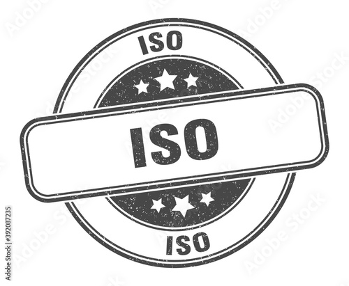iso stamp. iso label. round grunge sign