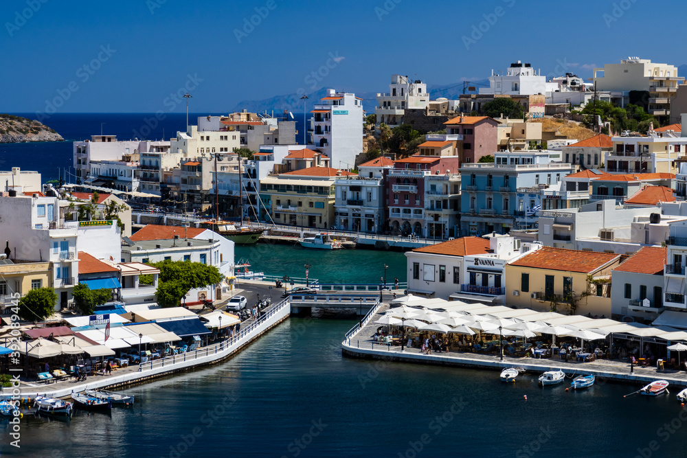 Picturesque town of Agios Nikolaos on the Greek island of Crete