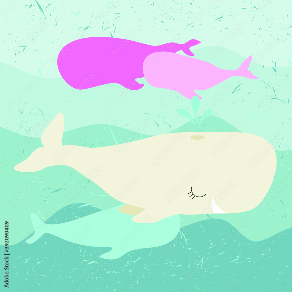 Naklejka premium whale in the sea