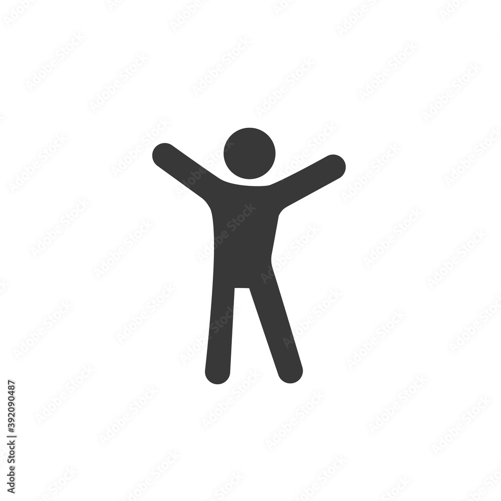 Happy man icon. Man with raised arms icon. Vector Happy man icon. Man with raised arms icon. Vector