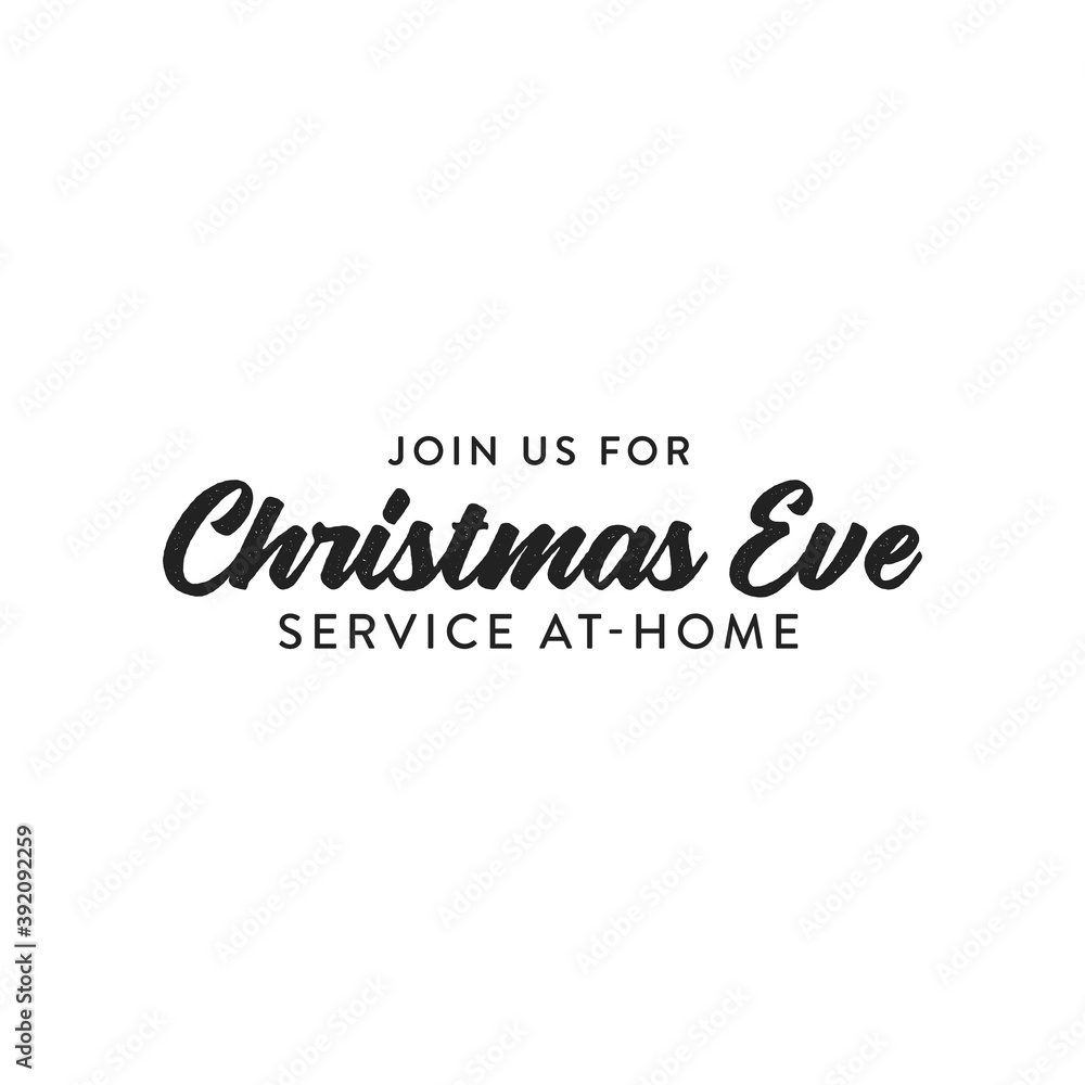 Join Us For Christmas Eve Online Service Online, Church Invitation, Holiday Invitation, Christmas Service Vector Text Illustration Background