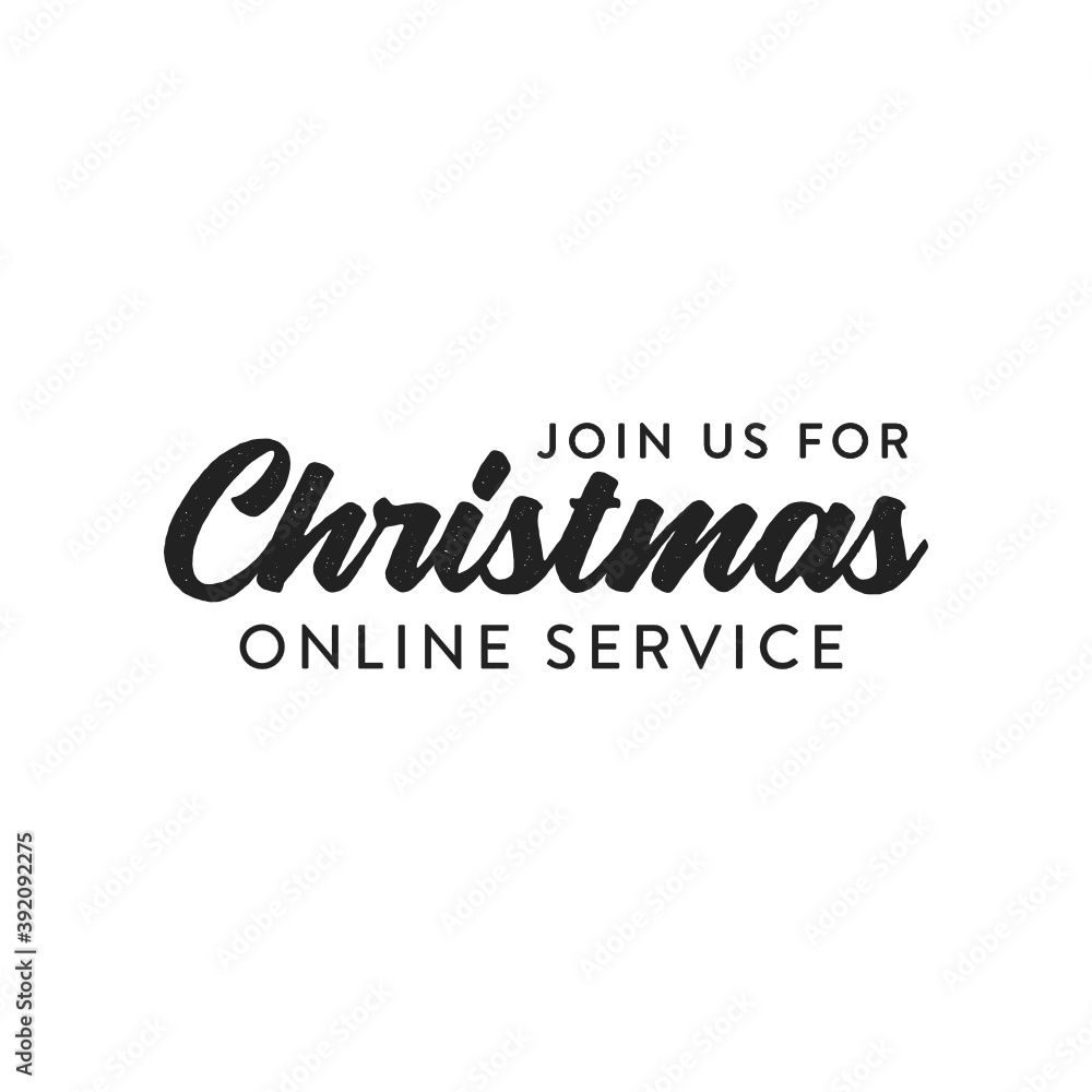 Join Us For Christmas Online Service Online, Church Invitation, Holiday Invitation, Christmas Service Vector Text Illustration Background