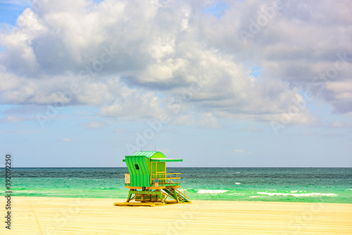 Miami Beach Lifeguard Stand in the Florida sunshine. Sunny day in Miami beach. © Volodymyr