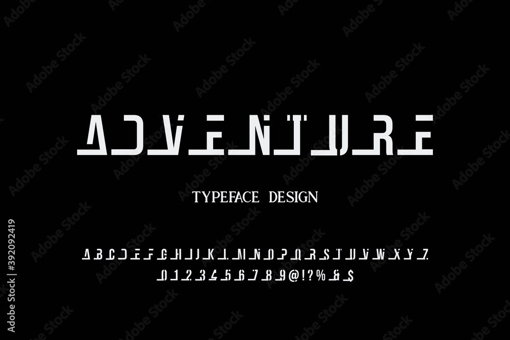 typeface vector design, classic lettering, alphabet font, white and black style background