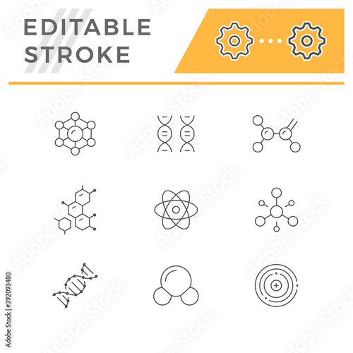 Set line icons of molecule