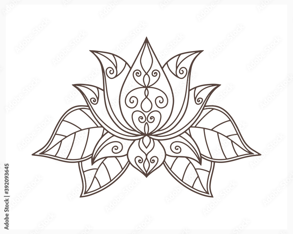 Doodle lotus icon isolated on white. Flower coloring psge book. Sketch vector stock illustration. EPS 10 Doodle lotus icon isolated on white. Flower coloring psge book. Sketch vector stock illustration. EPS 10