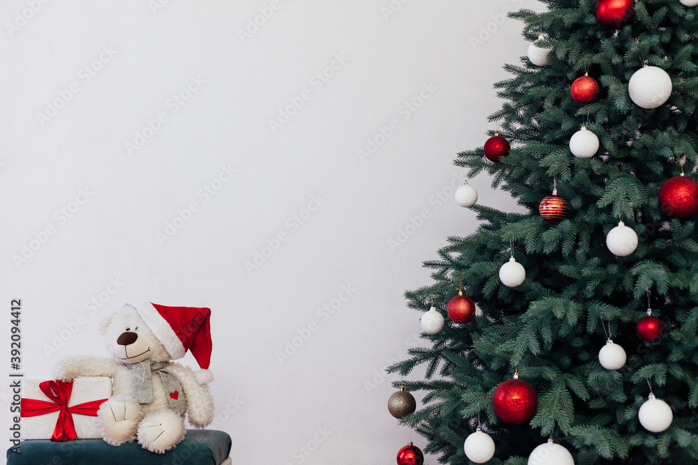 custom made wallpaper toronto digitalNew Year's card interior of the white room red decor and Christmas tree with gifts