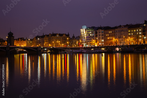 Prague. Dancing houses in the reflection of the river. © Sergei