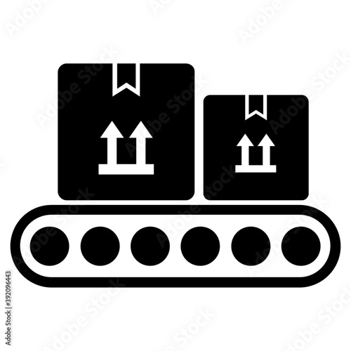 
Conveyor belt icon, glyph vector design.
