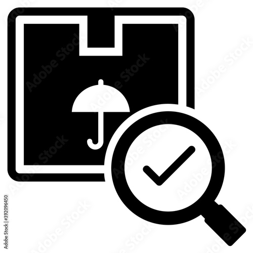 
Parcel with magnifier, parcel tracking icon
