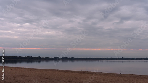 Horizontal landscape at the Pogoria III Lake in the morning.