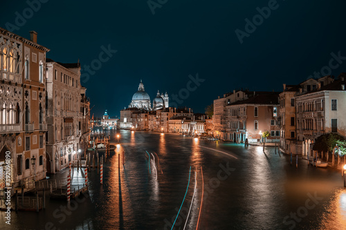 Academy bridge in Venice  Italy at night.