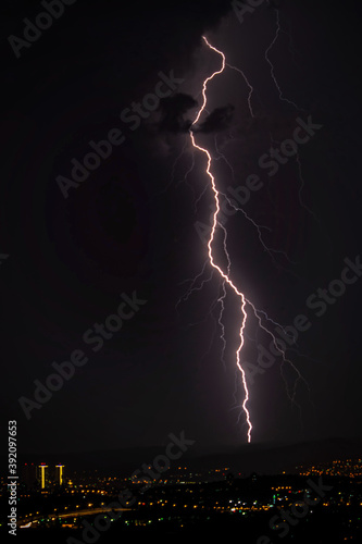 lightning over the Skopje city