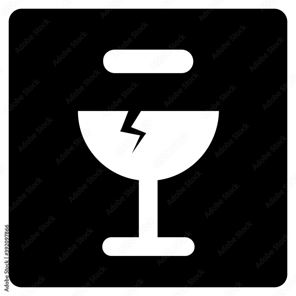 Icon of fragile parcel in glyph design.
Icon of fragile parcel in glyph design.