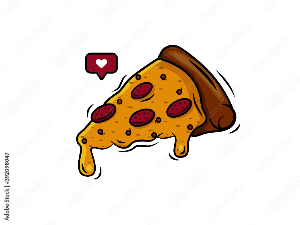 Pizza slice. Food icon. Flat style vector illustration. One slice of pizza on white background illustration. Food icon Pizza slice. Food icon. Flat style vector illustration. One slice of pizza on white background illustration. Food icon