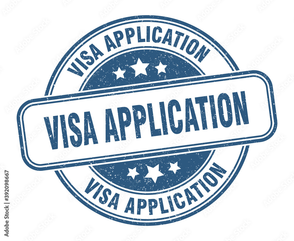 Fototapeta premium visa application stamp. visa application label. round grunge sign