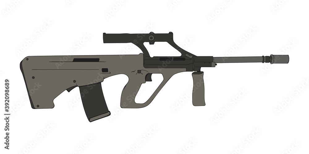 Assault rifle AUG. Vector Illustration