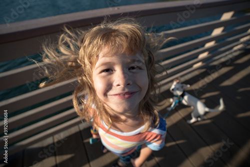 Cute happy Kids Gace. Smiling Child. Wide angle, photo