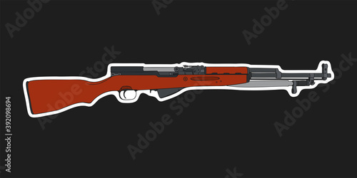 Soviet semi-automatic carbine SKS with bayonet. Vector Illustration