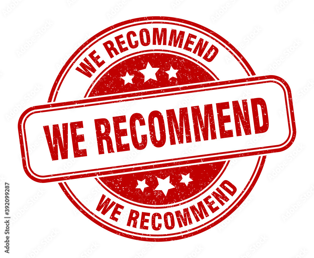 we recommend stamp. we recommend label. round grunge sign we recommend stamp. we recommend label. round grunge sign
