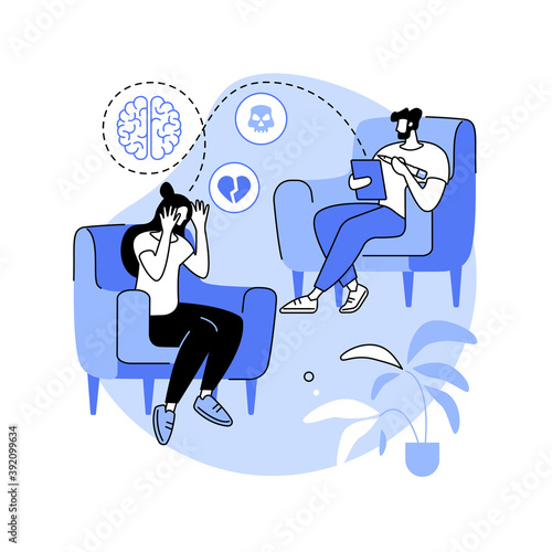 Depression counseling abstract concept vector illustration. Professional medical consultation, depression symptoms, treatment, psychiatrist counseling, mental health condition abstract metaphor.