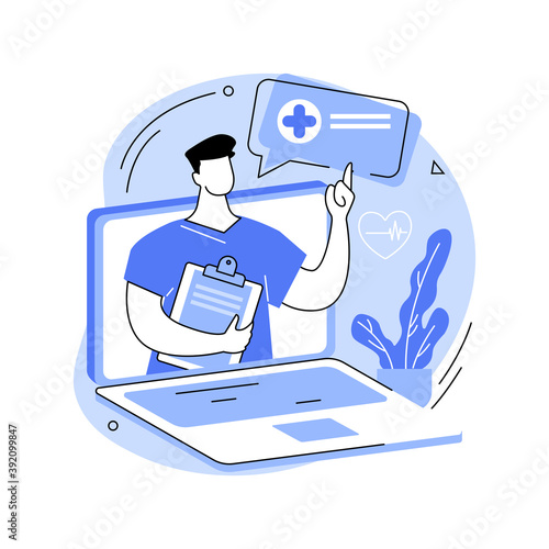 Telehealth abstract concept vector illustration. Virtual medical care, remote admission, doctor advice, telehealth appointment, coronavirus pandemic lockdown, social distancing abstract metaphor.
