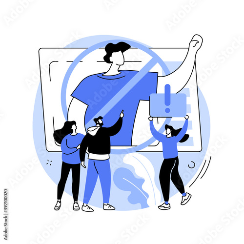 Cancel culture abstract concept vector illustration. Cancel person or community, social media platform, internet criticism, public figure, celebrity, group shaming, boycott abstract metaphor.