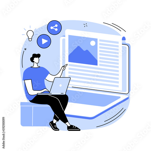 Blog abstract concept vector illustration. Social media platform, influencer, personal brand promotion, recent stories and post, attract followers and subscriptions, viral content abstract metaphor.