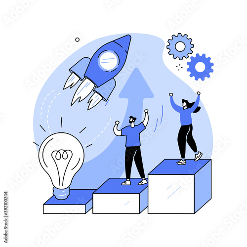 Startup accelerator abstract concept vector illustration. Business incubator, seed accelerator, startup mentoring, open innovation program, venture investment, big opportunity abstract metaphor.
