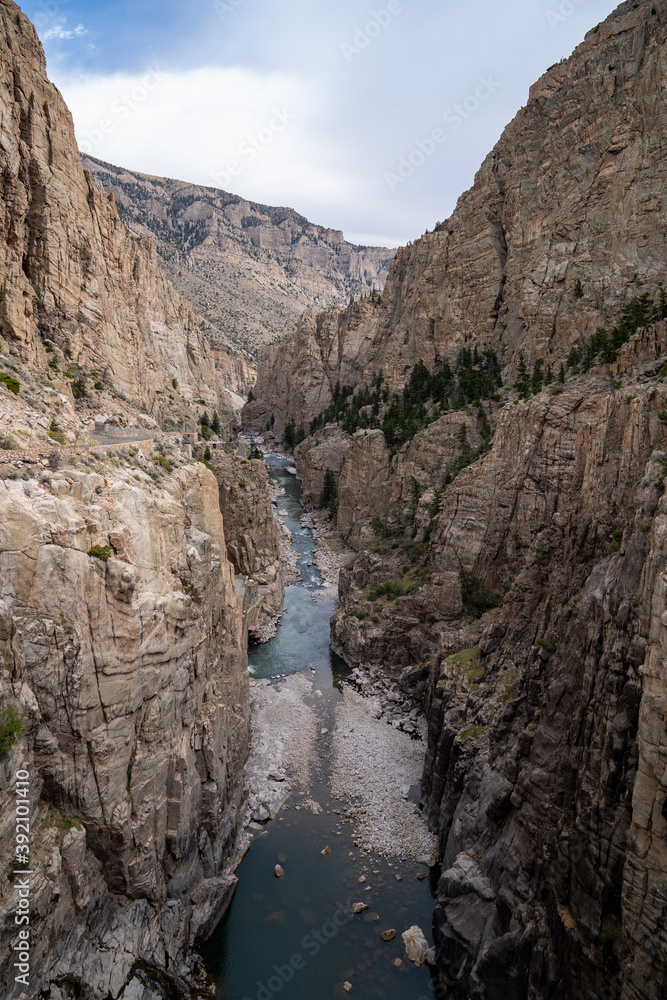 Canyon and Shoshone River at the Buffalo Bill Dam in Cody Wyoming