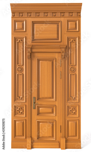 3D image classic door and panels in the interior of the room © Uladyka