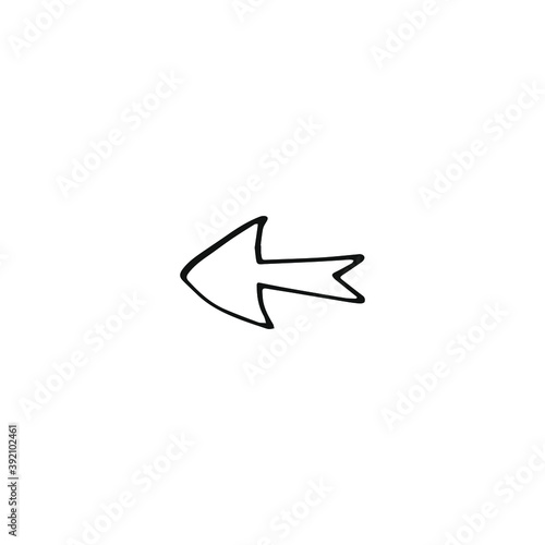 Single arrow element in doodle business set. Hand drawn vector illustration.