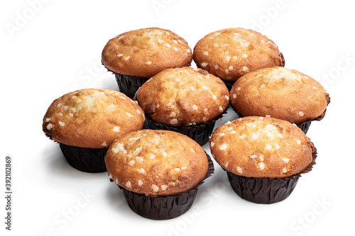 White chocolate muffins isolated on white