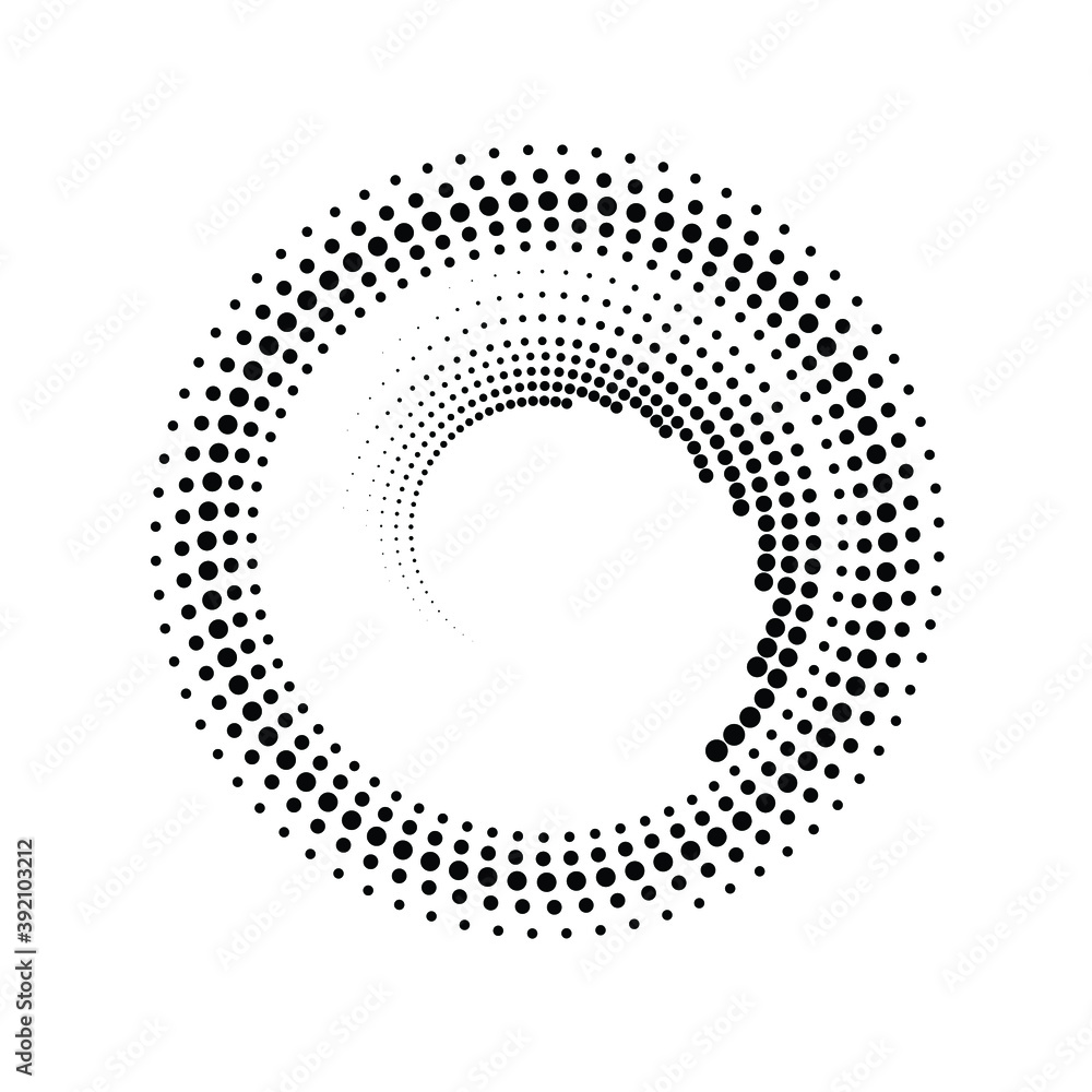 Halftone dots in circle form. round logo . vector dotted frame . design element