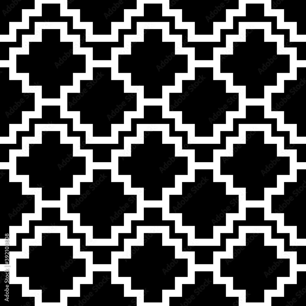 Inca crosses seamless pattern. Ethnic ornament. Folk background. Geometric wallpaper. Grid image. Tribal motif. Ancient mosaic. Digital paper, web design, textile print, abstract. Vector artwork.