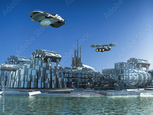 Εκτύπωση καμβά Futuristic marina city