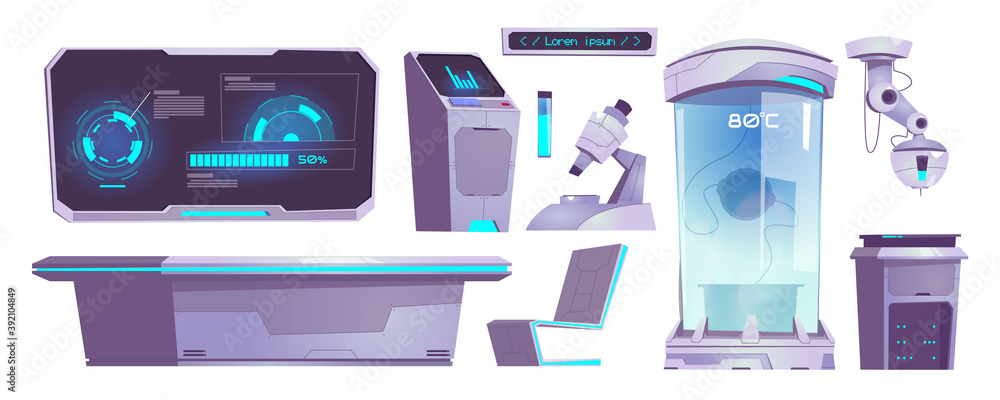 Modern science laboratory equipment, microscope, chemical tube, computer and table isolated on white background. Vector cartoon set of technology icons of scientific lab for test and analysis Stock Vector | Adobe Stock Modern science laboratory equipment, microscope, chemical tube, computer and table isolated on white background. Vector cartoon set of technology icons of scientific lab for test and analysis Stock Vector | Adobe Stock