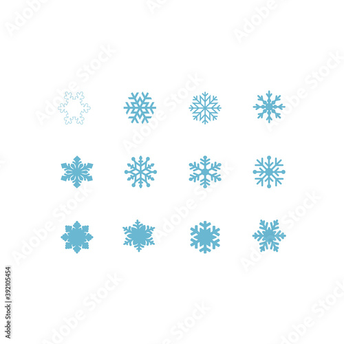 set of blue vector snowflakes. Christmas snowflake isolated