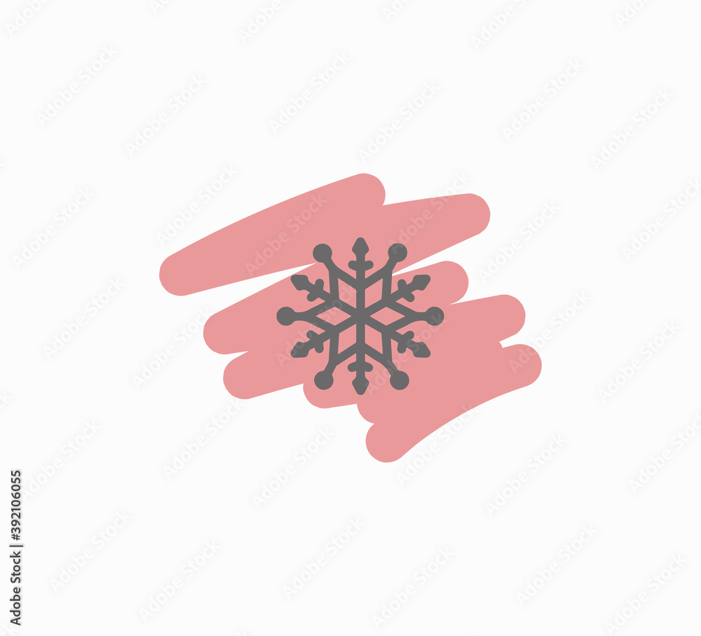 Snowflake Icon. Flat logo of snowflake isolated on white background. New Year and winter symbol. Christmas snowflake isolated