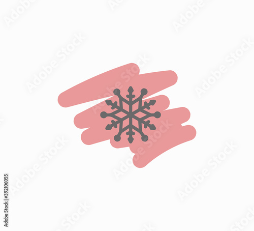 Snowflake Icon. Flat logo of snowflake isolated on white background. New Year...