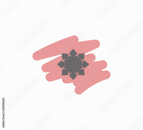 Flat logo of snowflake isolated on white background. New Year and winter symb...