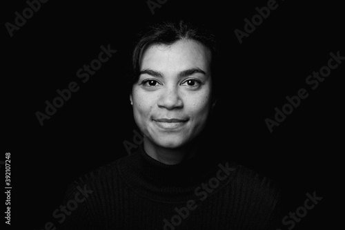 Black and white portrait of a beautiful woman