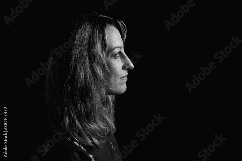 Black and white portrait of a beautiful woman