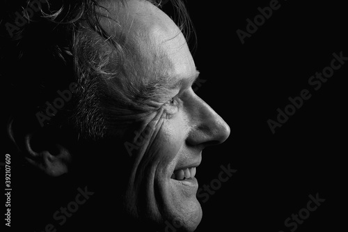 Beautiful black and white portrait of a man